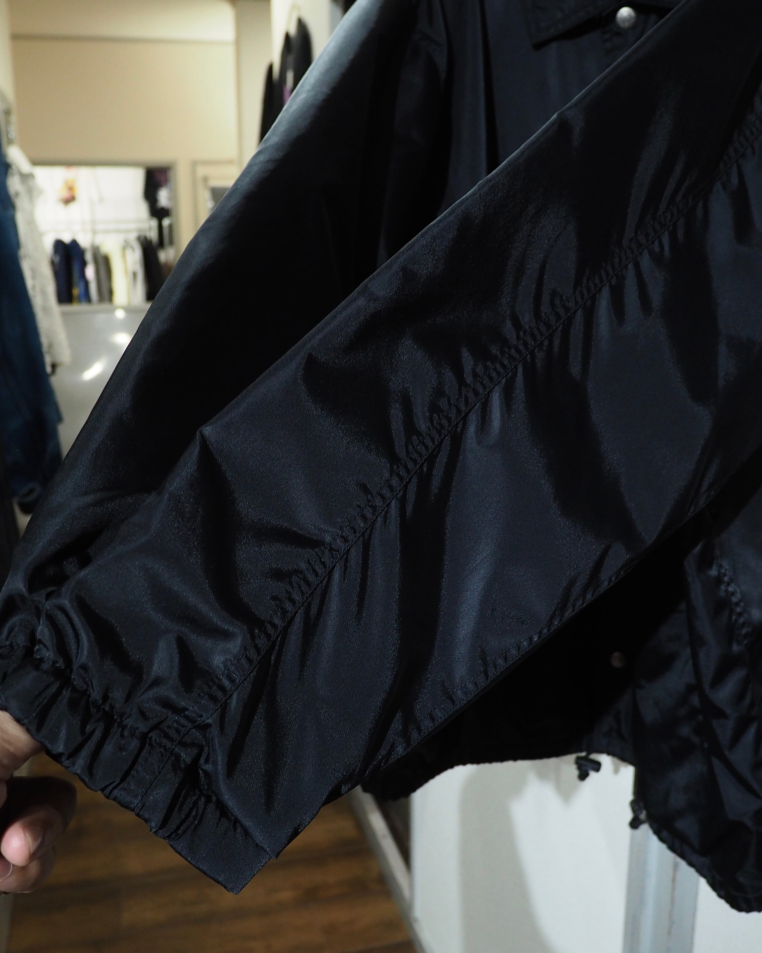1990s " U.P renoma " Black Shiny Logo Printed Vintage Nylon Coach Jacket