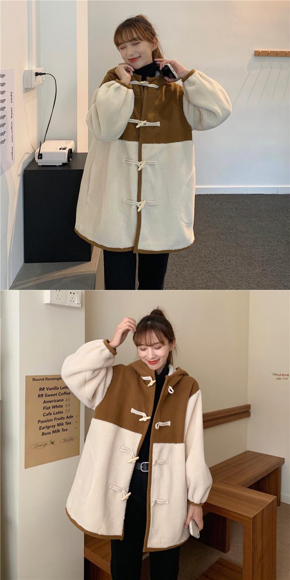 ✞ スタンダードボタンウールフードコート 大人女子☆ウィンター 