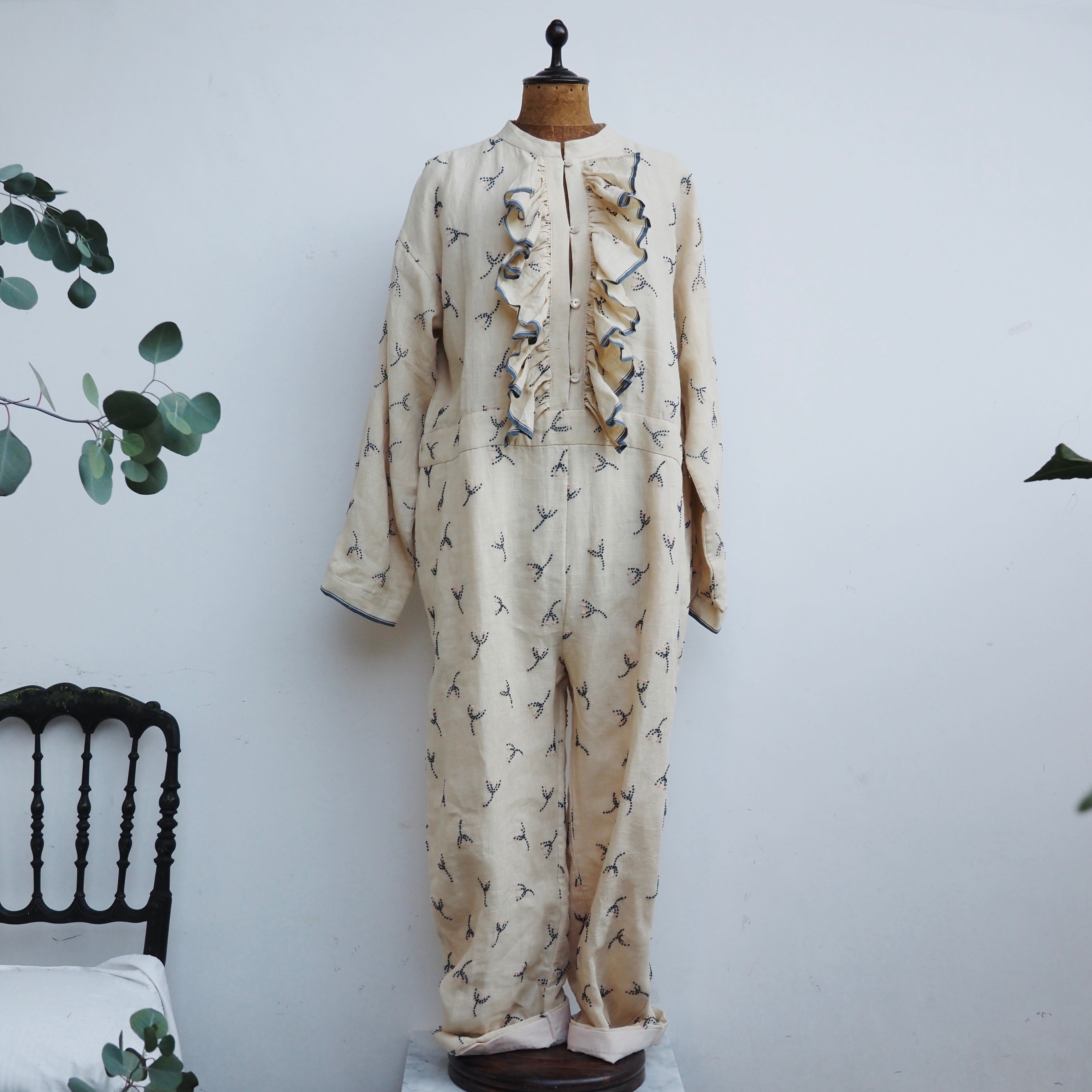 BUNON/Linen Over Jacket /カバーオール (ecru・black)