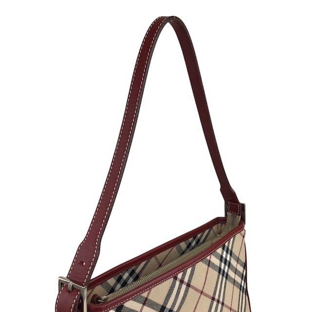 BURBERRY バーバリー チェック ショルダーバッグ ベージュ×レッド キャンバス セミショルダー vintage ヴィンテージ オールド 8hwvem