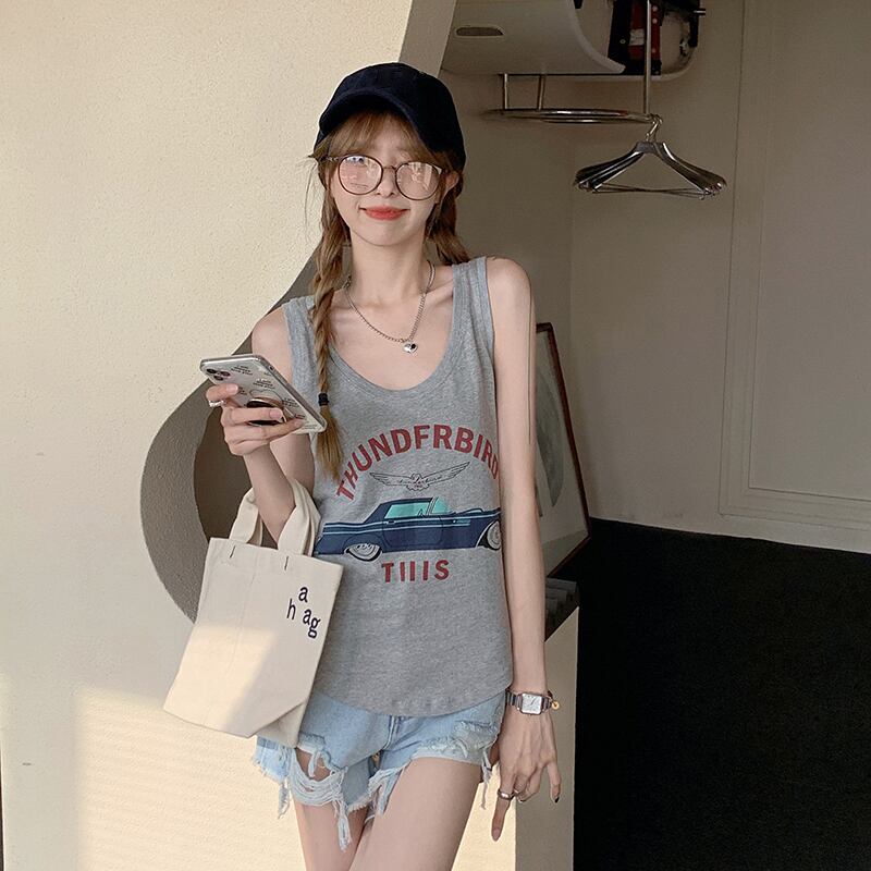 サマールーズノースリーブTシャツ トップス 夏物 ピュア ヨーロピアン ブラックストロベリース31357958812