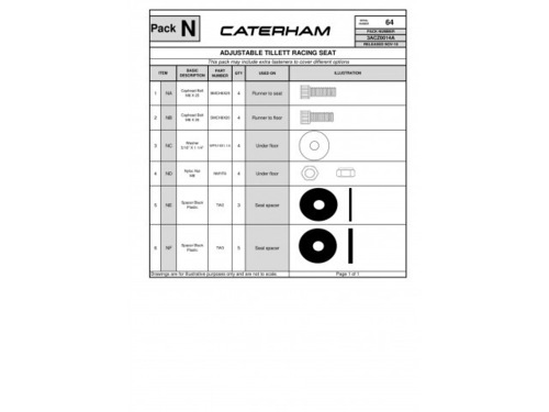 3ACZ0014A ファスナーパック、SE81 & SE83 & 3FV170A & 3FV173A TILEETT製 アジャスタブルシートレール用