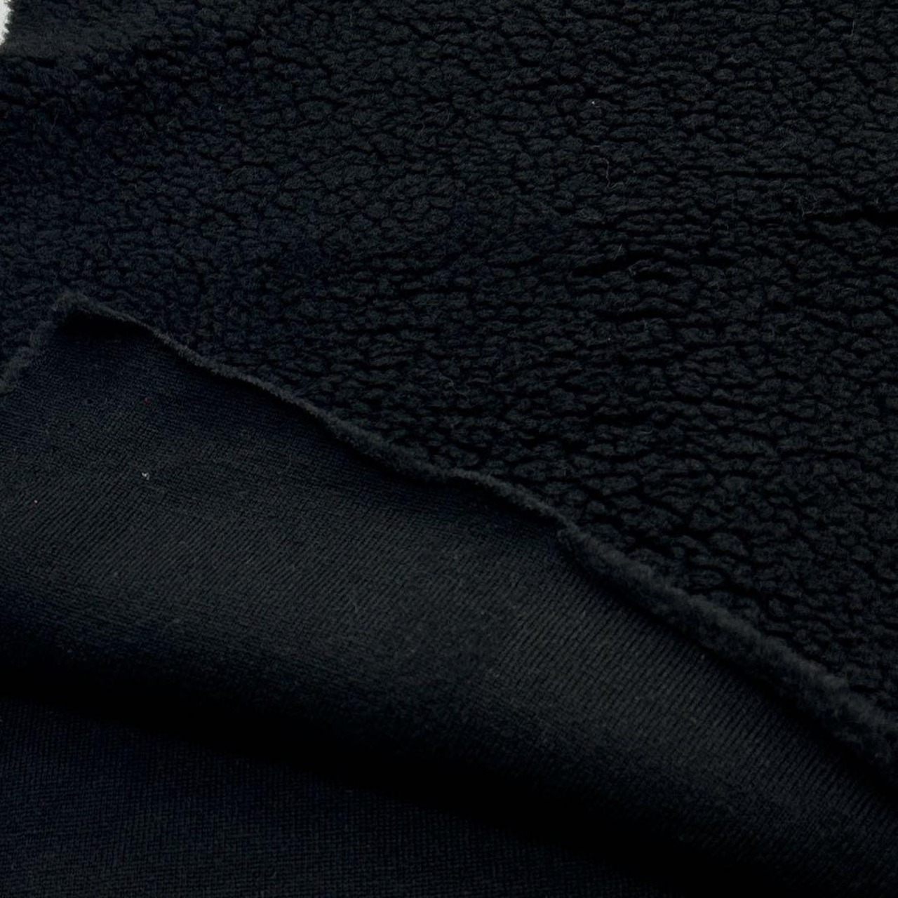 ★NY282◆1m◆ポリエステル100%ボアフリースニット生地◆ブラック