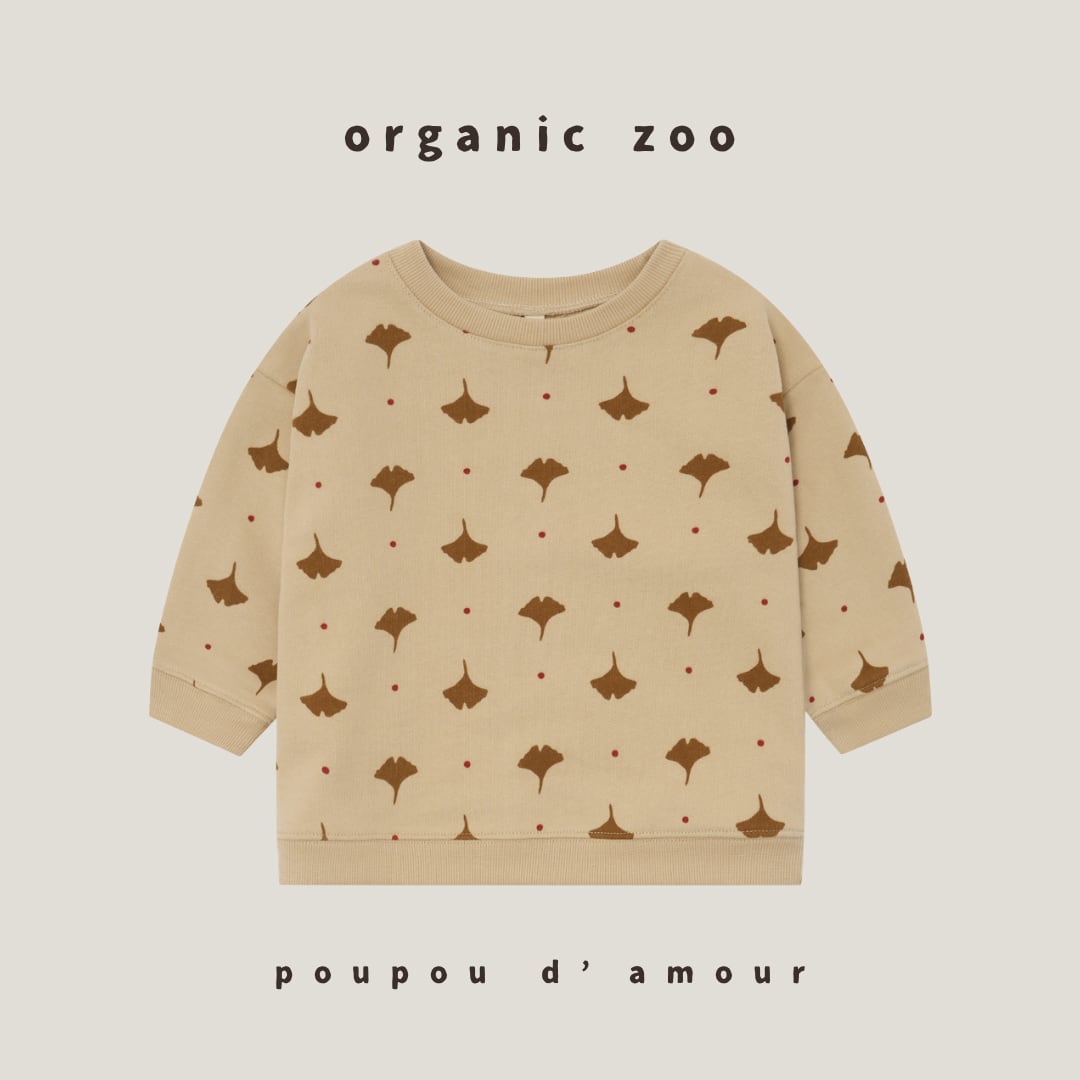 送料無料 organic zoo|Ginkgo Sweatshirt / イチョウ柄スウェット ベージュ|海外子供服 オーガニックズー