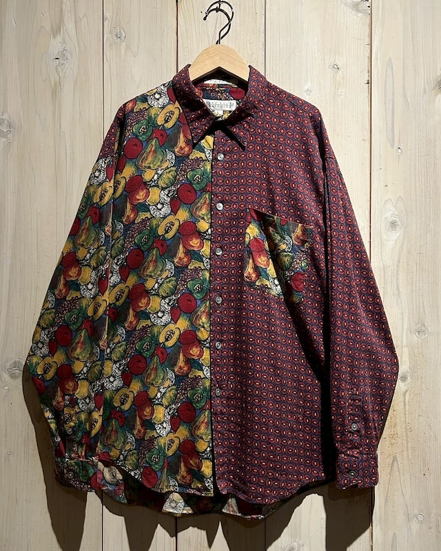 【a.k.a.C.a.k.a vintage】“PERRY ELLIS” Artistic Asymmetry Design Vintage L/S Shirt