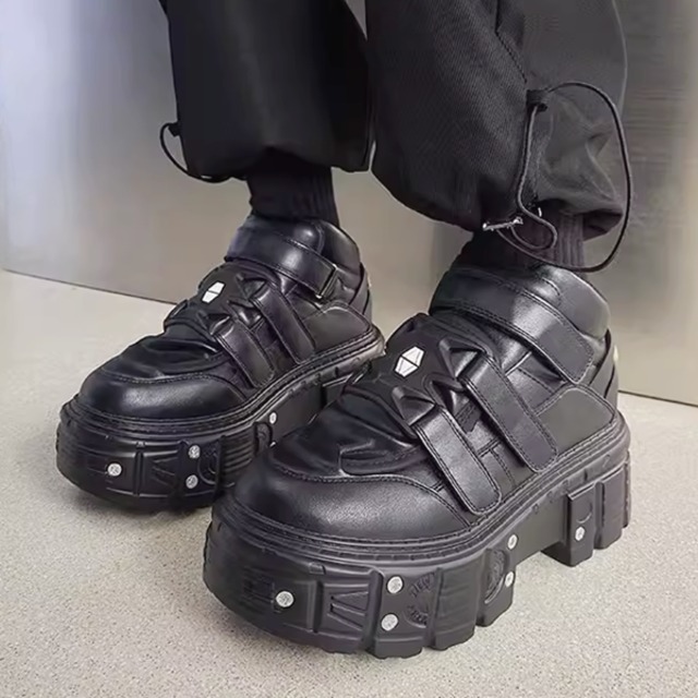 【Men'S&Ladiesサイズあり】メタルビスソールベルクロプラットフォームスニーカー（ruf_02930）