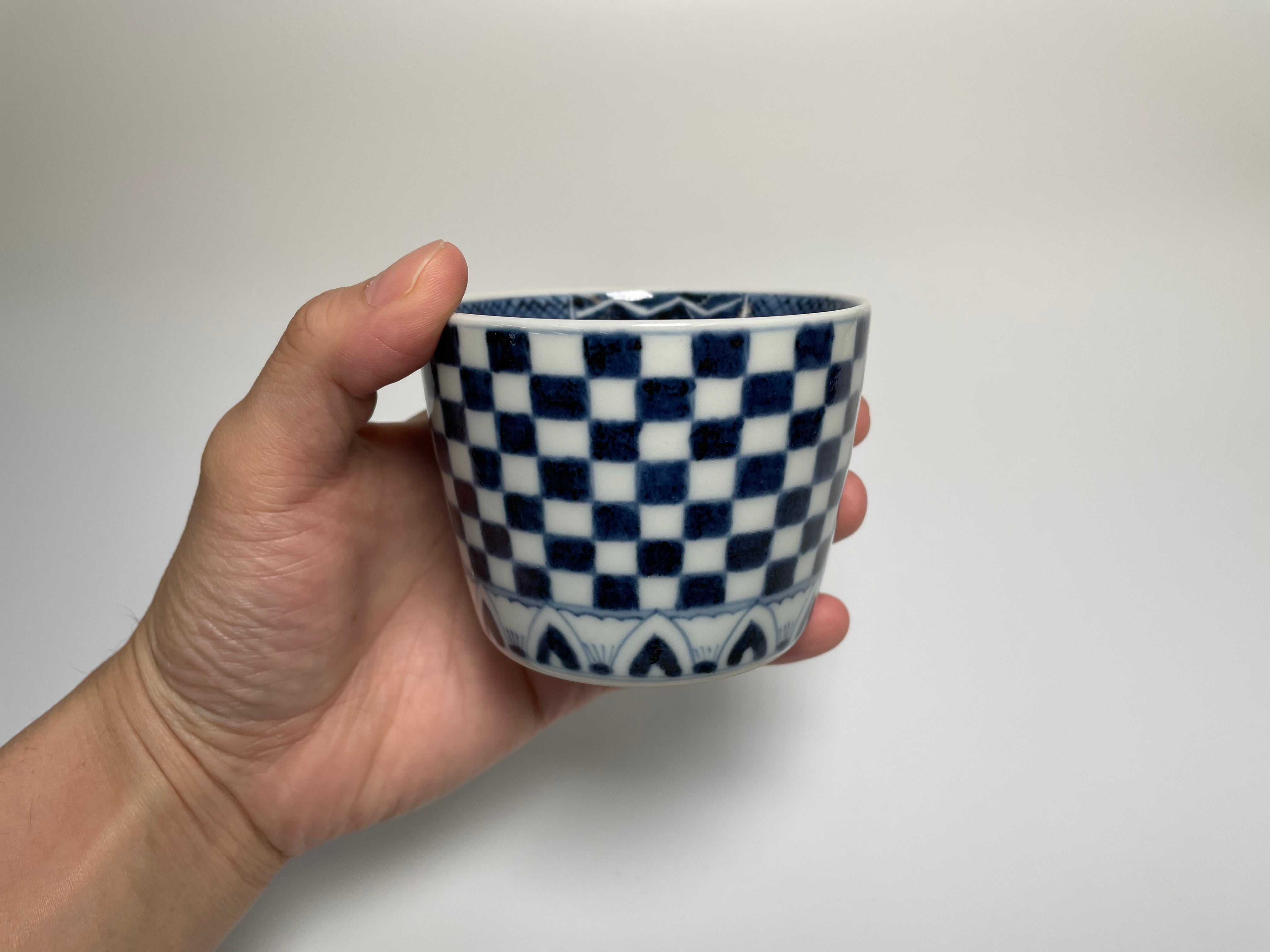 市松文蕎麦猪口 楽天市場】染付：染付市松文そば猪口・阪東晃司《そば猪口