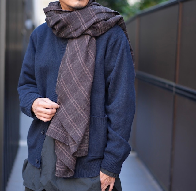 EVAN KINORI(エヴァン キノリ) / Woven Scarf Brushed Wool Twill Check -Brown/Black-