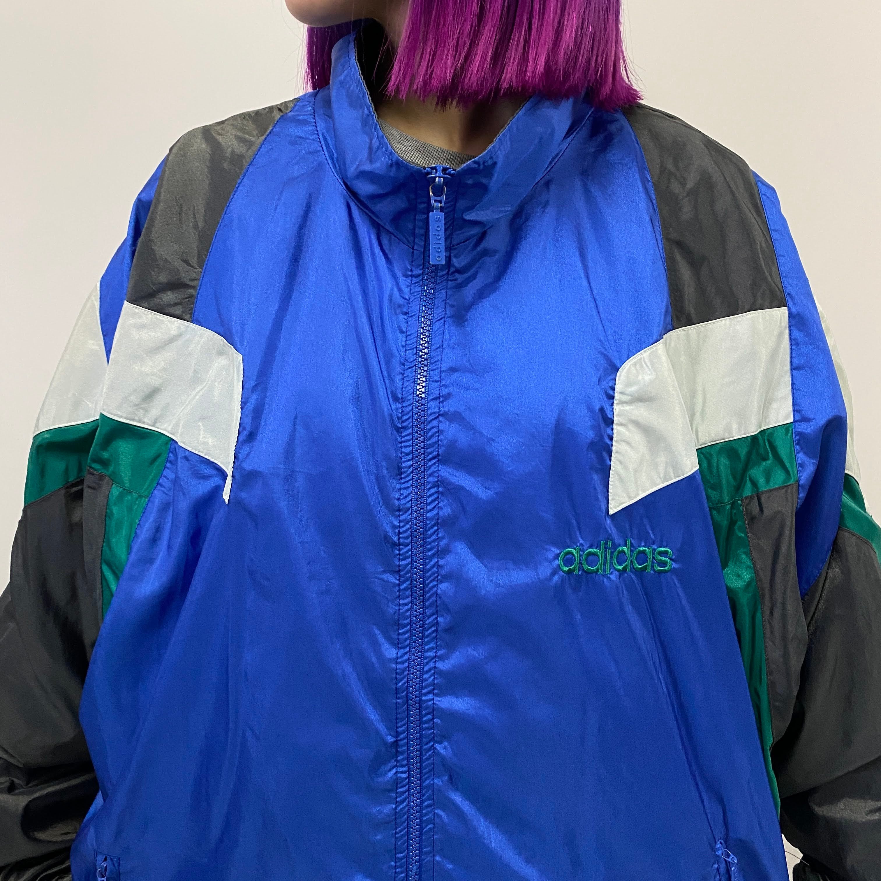 80〜90年代 adidas ロゴ刺繍 アディダス 切替 ナイロンジャケット