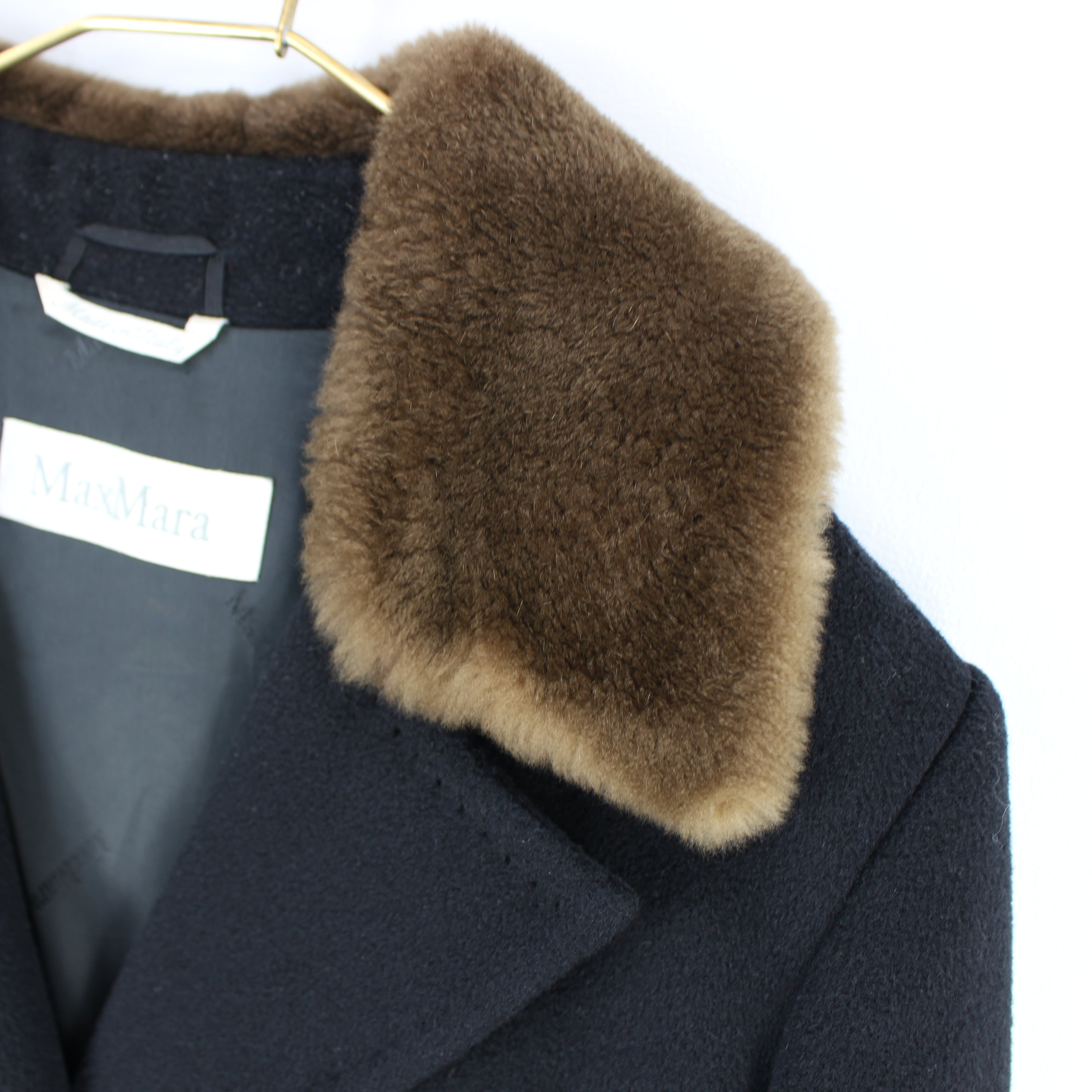 Max Mara FUR CASHMERE BREND WOOL CHESTERFILED COAT MADE IN ITALY ...