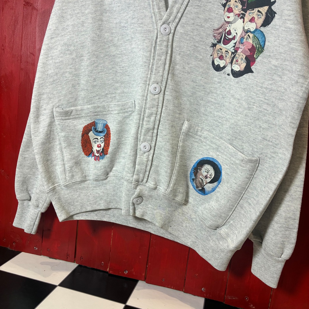 90s USA製 JERZEES スウェットカーディガン グレー ピエロ