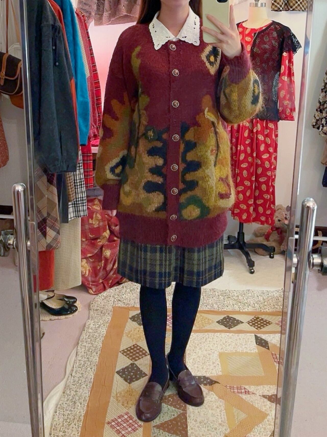 botanical lame knit cardigan