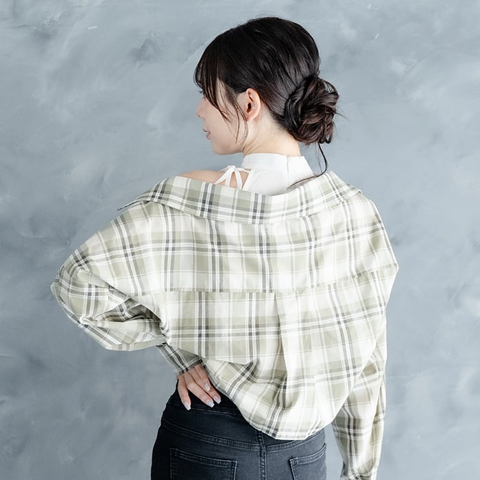 K-POPアイドル着用!【Not Your Rose】Baby shirts bolero Check