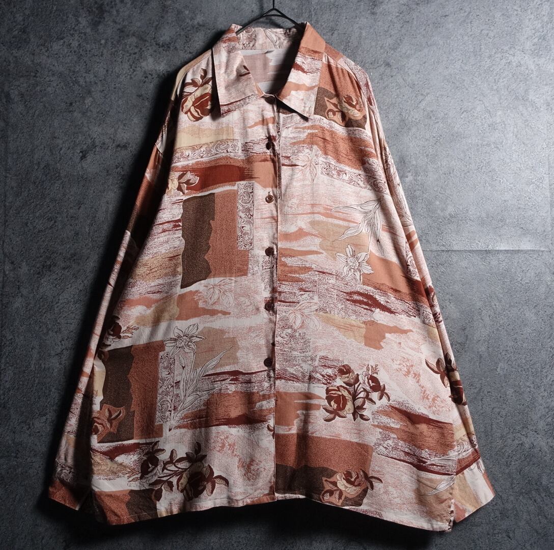 EURO Multicolor Flower Pattern Artistic Design Viscose Shirt