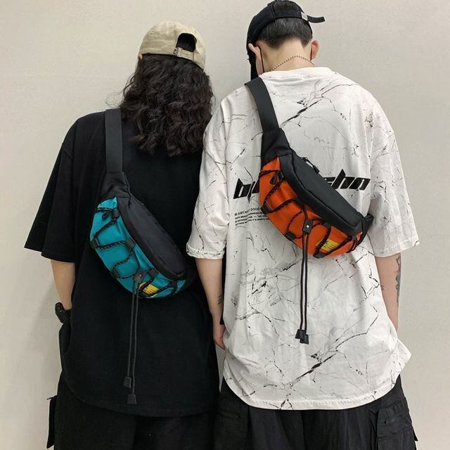 【予約販売】ボディバッグ ウエストバッグ メンズ レディース サコッシュ ブラック オレンジ ブルー 斜め掛け メッセンジャー ユニセックス アウトドア こなれ感 お洒落 韓国 トレンド