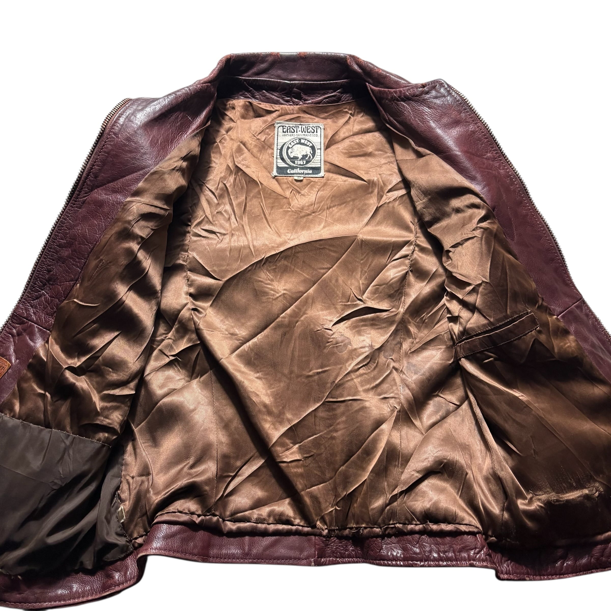 vintage 1970's EAST WEST MUSICAL INSTRUMENTS leather jacket
