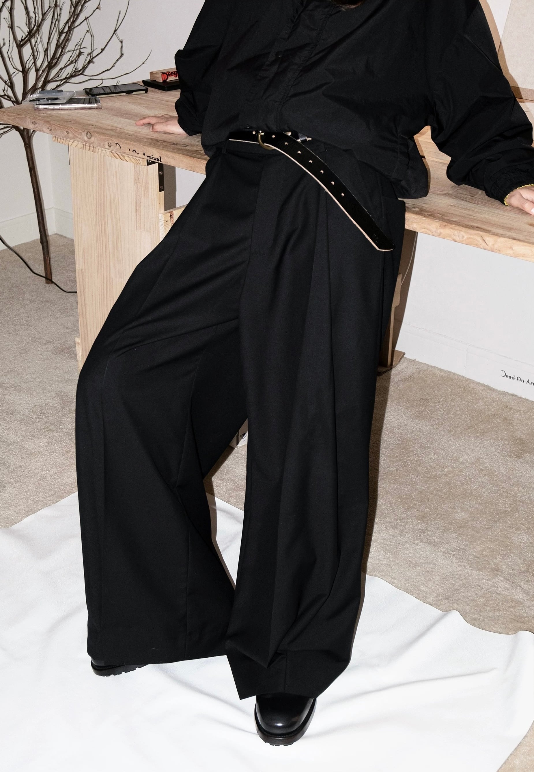 Obsidian Drape Wide-Leg Trousers – Opium Obsidian Drape Wide-Leg Trousers – Opium | Juns garment service