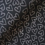 ブロックプリント生地【50cm単位】インド綿  ハート柄B ブラック #52110-BK1