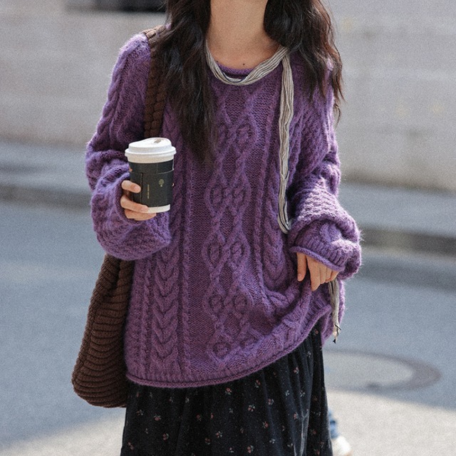 cable-knit oversized sweater J00056