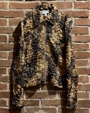 【Caka act3】Abstract Design Vintage Zip Up Popcorn Jacket