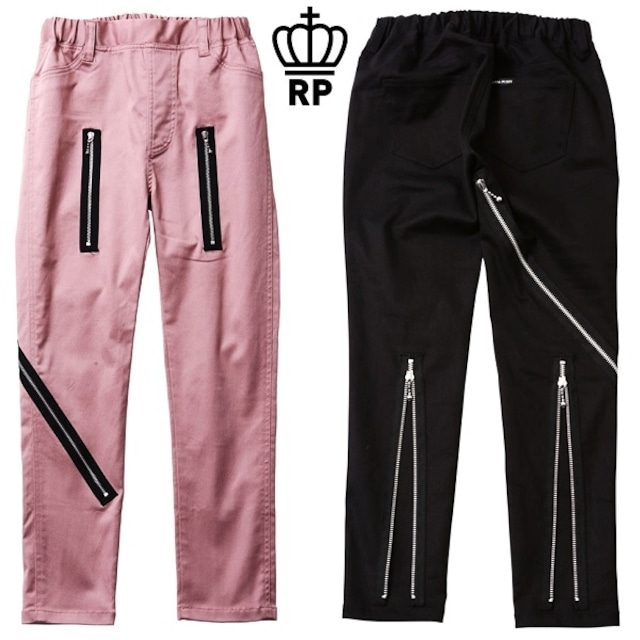 ROYAL PUSSY / ロイヤルプッシー「ZIP BONDAGE EASY SABRINA」サブリナパンツ アンクル ボンデージパンツ ストレッチ ジッパー ジップ 8分丈 9分丈 黒 ブラック ピンク メンズ レディース ロック パンク バンド 川村カオリ ギフトラッピング無料 ステージ衣装 Rogia