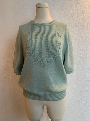 1970's Embroidery Short Sleeve Summer Sweater