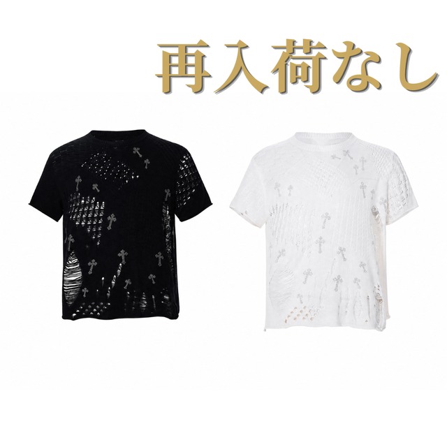 ダメージニット クロスストーンTシャツ(N00002)