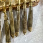 カトラリーセット　デザートフォーク・サーバーセット 真鍮　角素材　ケース入り　ケーキフォーク12本　サーバー１本 12TWcy13