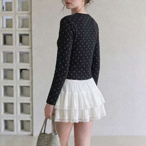 ドット柄フリルニットカーデ ・79449