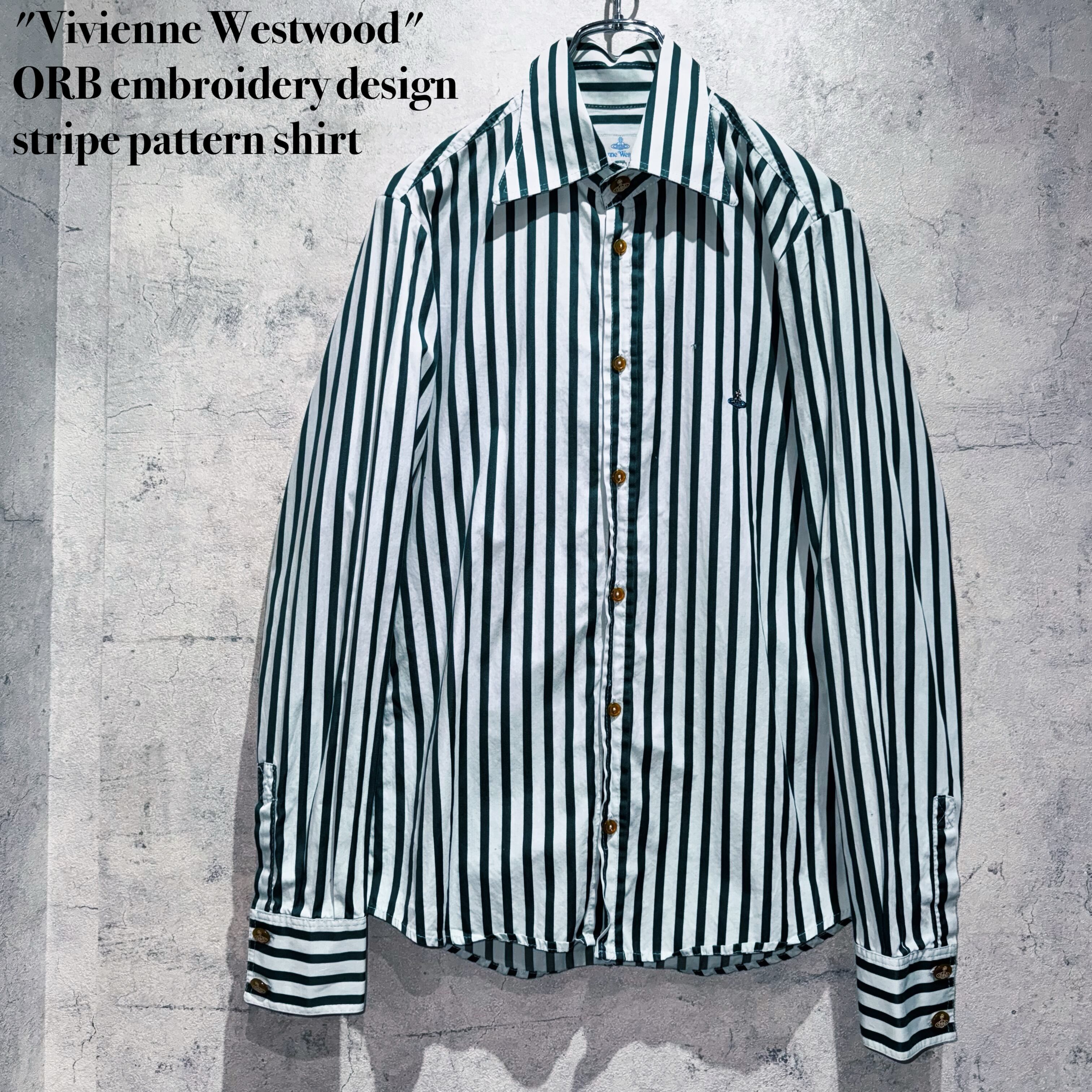 "Vivienne Westwood"ORB embroidery design stripe pattern shirt