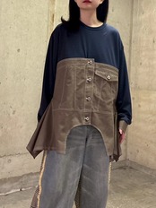 MMF133TEC デニムディテールドッキング Tシャツ