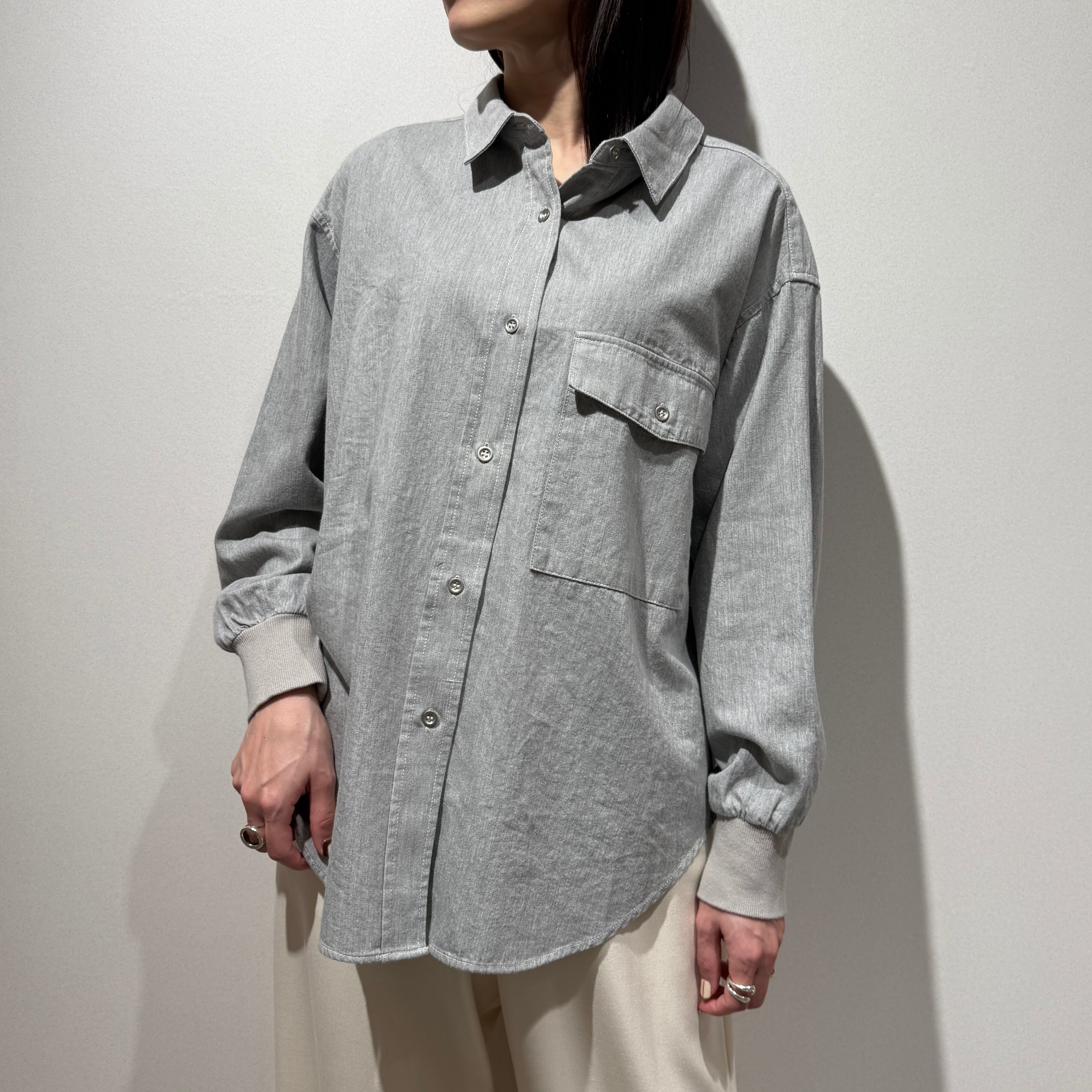 6ozスラブデニムリブカフシャツ