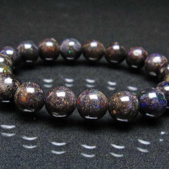 ブラックオパール ブレスレット 10mm 一点物 おまかせ便 111-37587