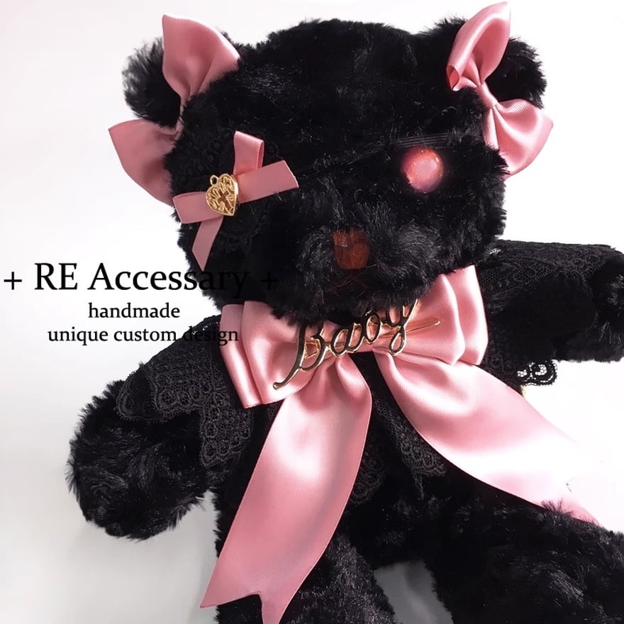 サブカル 服 地雷系 通販 ぬいぐるみ 病みクマ レース リボン レッド