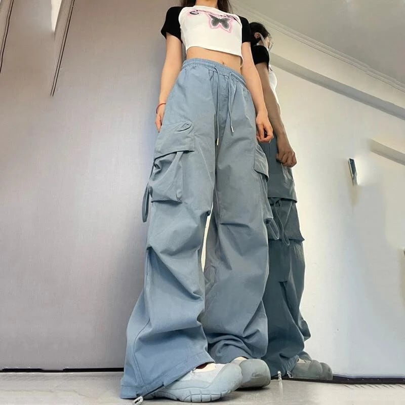 カーゴパンツウエスト女性ストリートヒップホップ Y2K ズボンルーズ