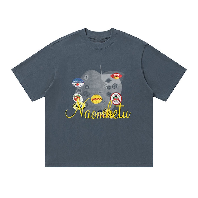 レトロラベルコラージュレタリンググラフィックTシャツ 2col R02489