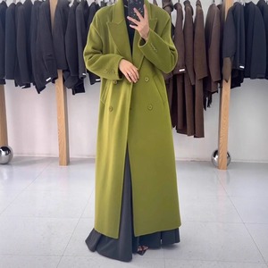LAPELED V-NECK DOUBLE BREAST LONG WOOL COAT 4colors M-15471