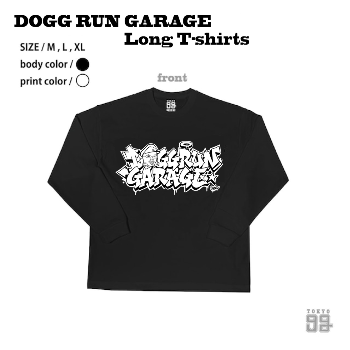 DOGG RUN GARAGE ロングTシャツ ブラック/ホワイト | Pay ID