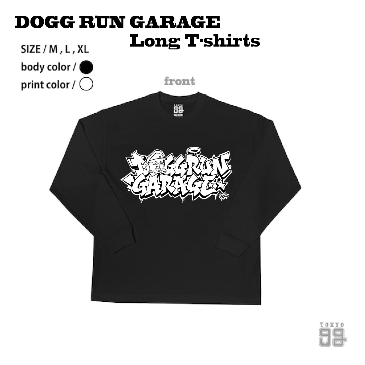 DOGG RUN GARAGE ロングTシャツ ブラック/ブラック | TOKYO 9G