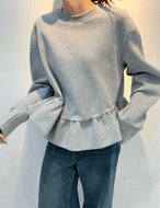 【25ss】Neoprene Balloon-Sleeve Frill Tops_3colors