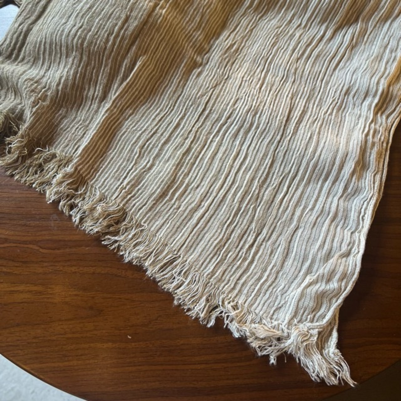 TOPANGA Accessory　Cotton & Linen Scarf Gradation Stripe Khaki コットン＆リネンスカーフ　グラデーションストライプ　カーキ　　scarf　スカーフ　