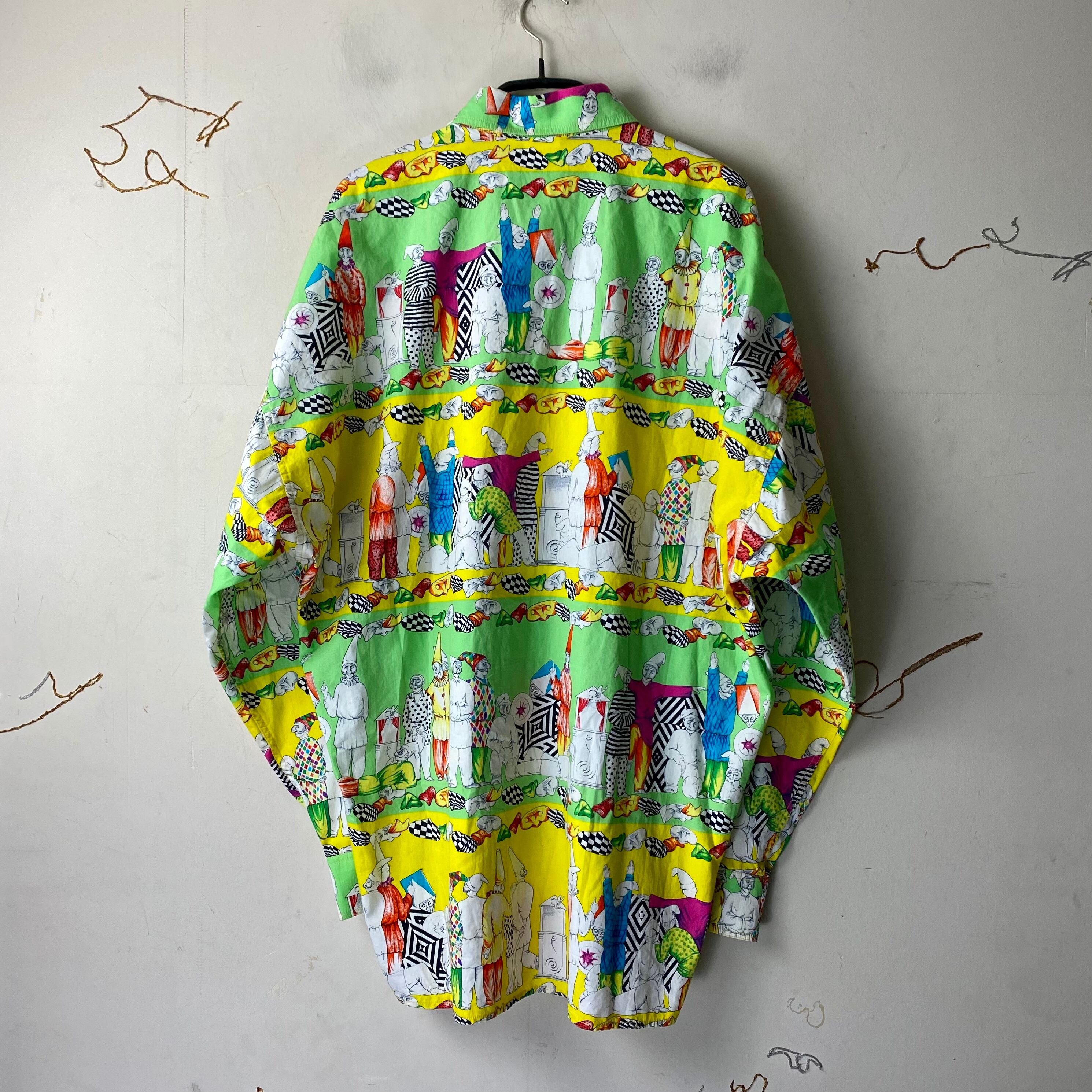 vintage VERSACE JEANS COUTURE clown pattern cotton shirt | NOIR ONLINE