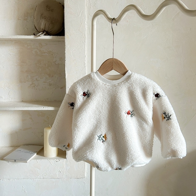 【冬作】ローズ柄 ロンパース