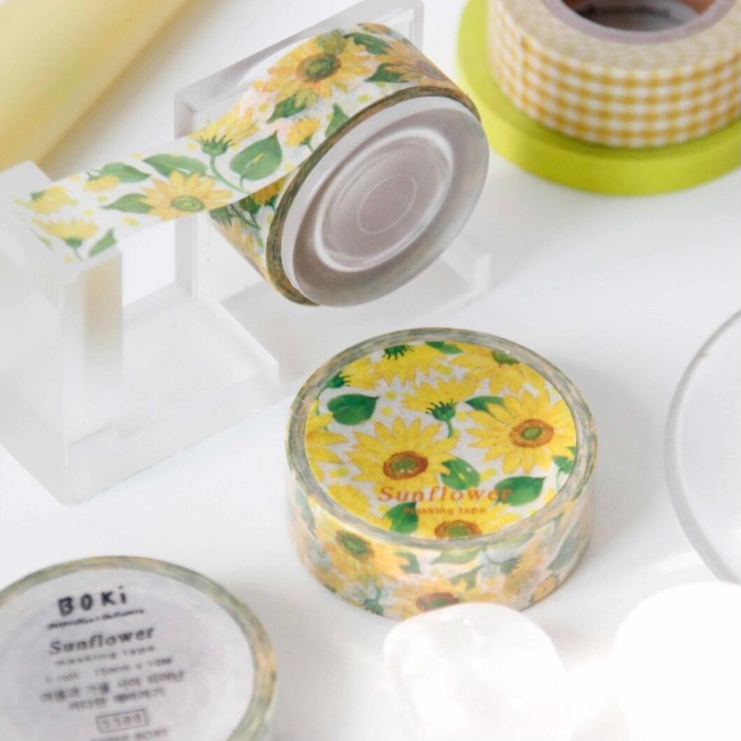 Sunflower Masking Tap マスキングテープ 花柄 ひまわり マステ 韓国文具 韓国シール Boki La Violette