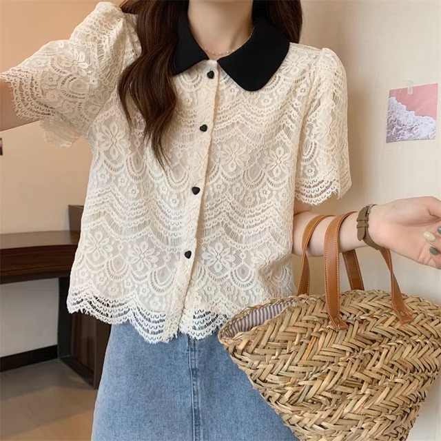 sheer lace blouse　A0180