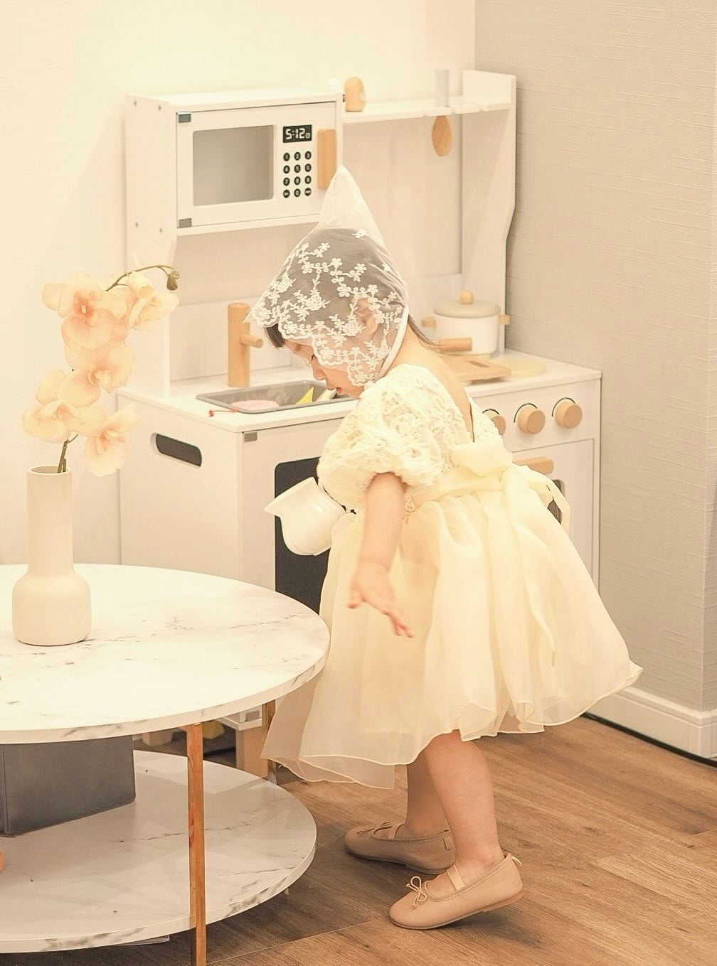 即納】Shinny fleurs suit and dress チュールロンパース/ チュール