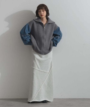 HD2510024 袖デニムジップニット gray