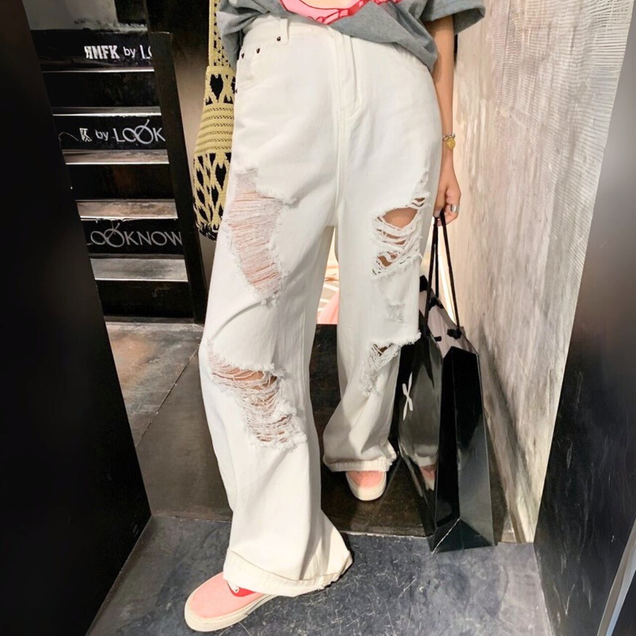 クラッシュホワイトパンツ R01289