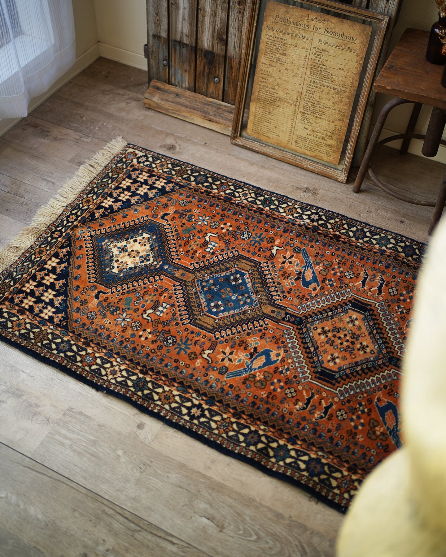 129】Vintage Persian Yalameh rug 1970's | ヴィンテージラグ専門店