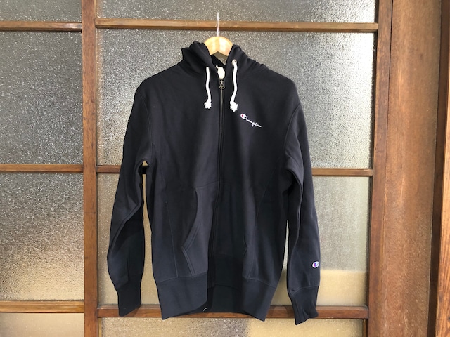 CHAMPION REVERSE WEAVE SCRIPT LOGO ZIP HOODIE (BLACK)